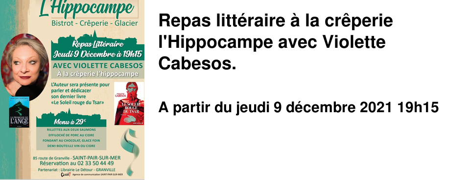 Repas litt�raire � la cr�perie l'Hippocampe avec Violette Cabesos.